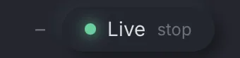 The Off / Live pill in its Live state.